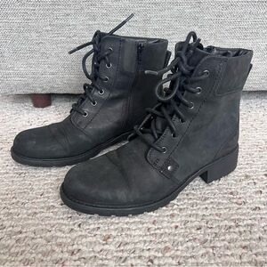 CLARKS Orinoco Womens Zip Up Black Leather Ankle Boots